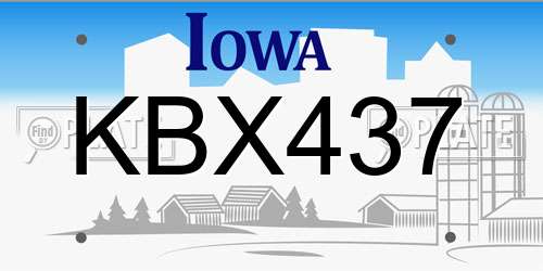 KBX437 Iowa License Plate