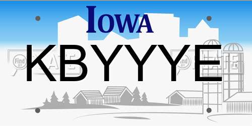KBYYYE Iowa License Plate