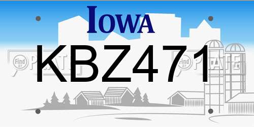 KBZ471 Iowa License Plate
