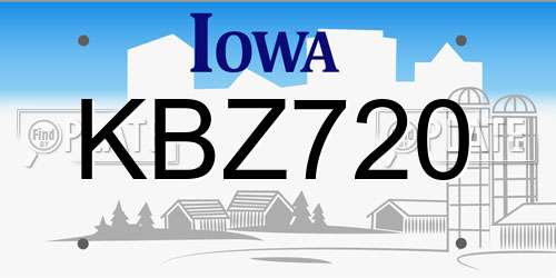KBZ720 Iowa License Plate