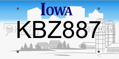 KBZ887 Iowa License Plate