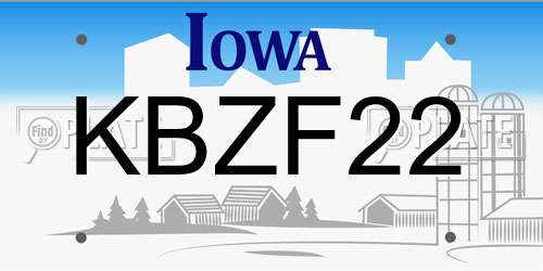 KBZF22 Iowa License Plate