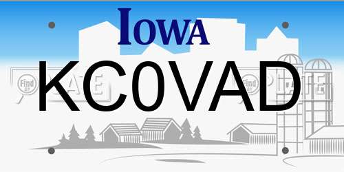KC0VAD Iowa License Plate