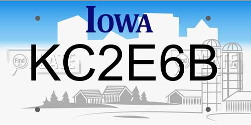 KC2E6B Iowa License Plate