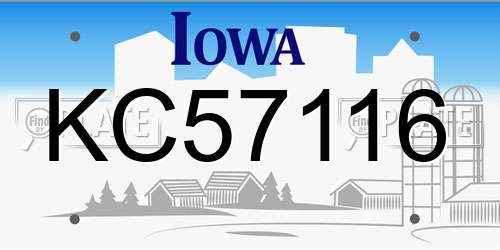KC57116 Iowa License Plate