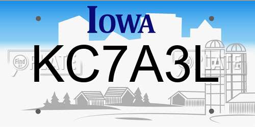 KC7A3L Iowa License Plate