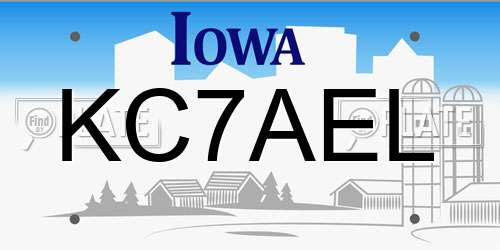 KC7AEL Iowa License Plate
