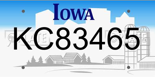 KC83465 Iowa License Plate