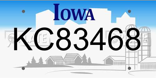 KC83468 Iowa License Plate