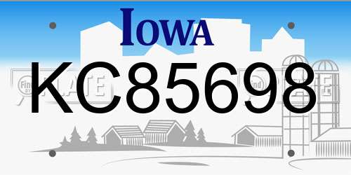 KC85698 Iowa License Plate