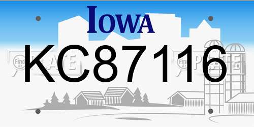 KC87116 Iowa License Plate