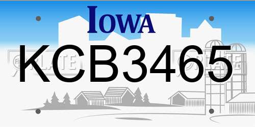 KCB3465 Iowa License Plate