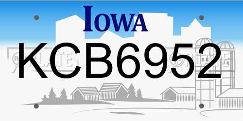 KCB6952 Iowa License Plate