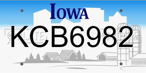 KCB6982 Iowa License Plate