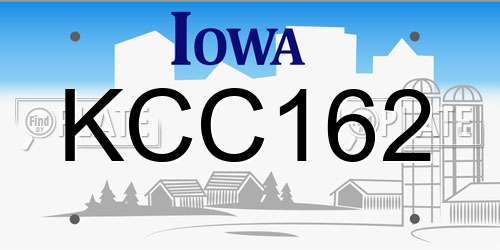 KCC162 Iowa License Plate
