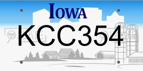 KCC354 Iowa License Plate