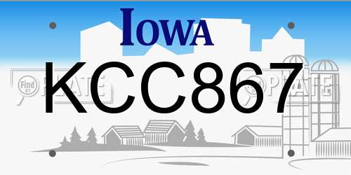 KCC867 Iowa License Plate