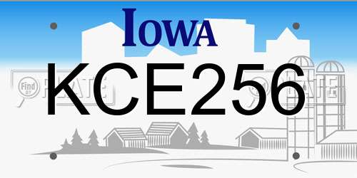 KCE256 Iowa License Plate