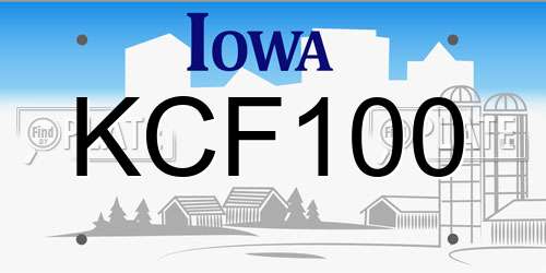 KCF100 Iowa License Plate