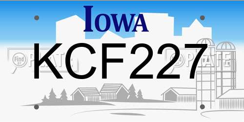 KCF227 Iowa License Plate