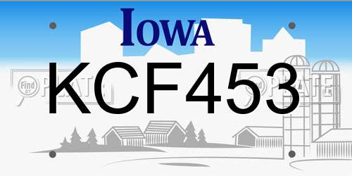 KCF453 Iowa License Plate