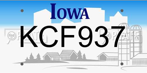 KCF937 Iowa License Plate