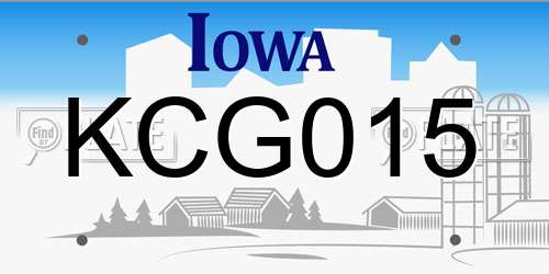 KCG015 Iowa License Plate