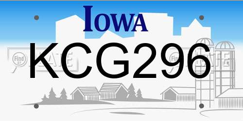 KCG296 Iowa License Plate