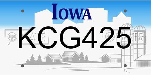 KCG425 Iowa License Plate