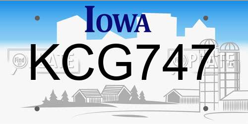 KCG747 Iowa License Plate