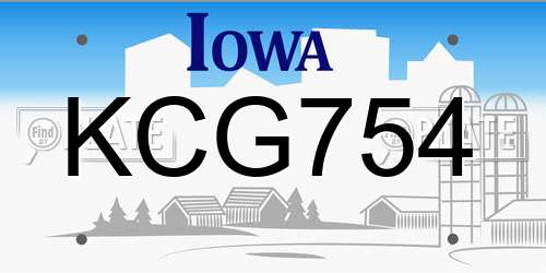 KCG754 Iowa License Plate