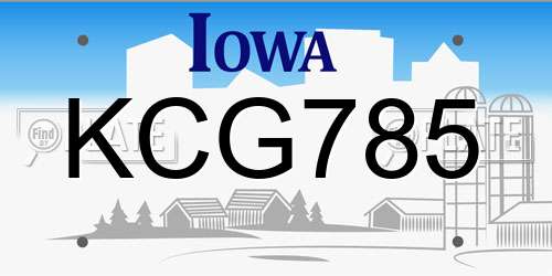 KCG785 Iowa License Plate