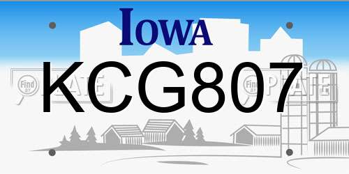 KCG807 Iowa License Plate