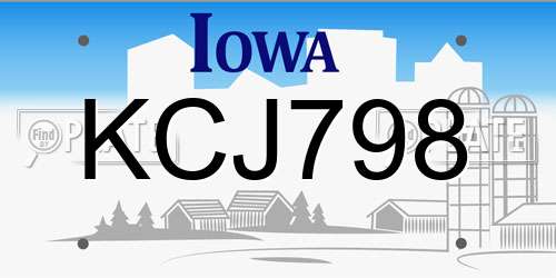 KCJ798 Iowa License Plate