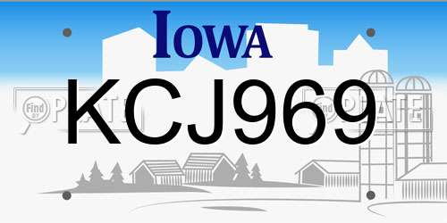 KCJ969 Iowa License Plate