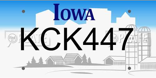 KCK447 Iowa License Plate