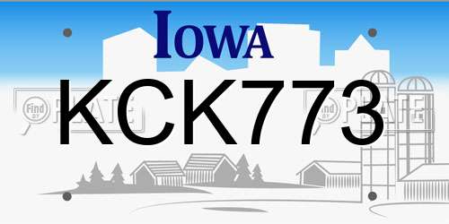 KCK773 Iowa License Plate