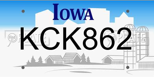 KCK862 Iowa License Plate