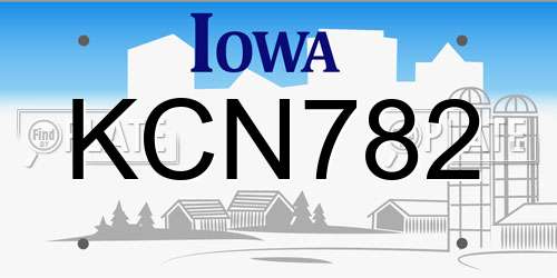 KCN782 Iowa License Plate