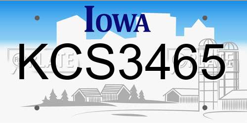 KCS3465 Iowa License Plate