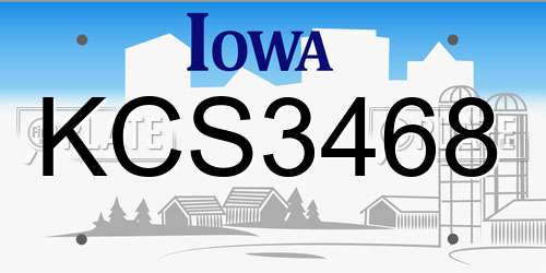 KCS3468 Iowa License Plate