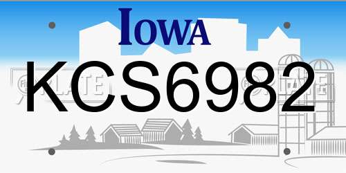 KCS6982 Iowa License Plate