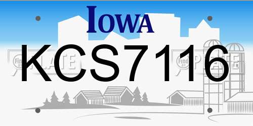 KCS7116 Iowa License Plate