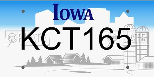 KCT165 Iowa License Plate