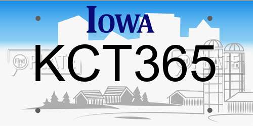 KCT365 Iowa License Plate
