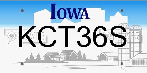 KCT36S Iowa License Plate