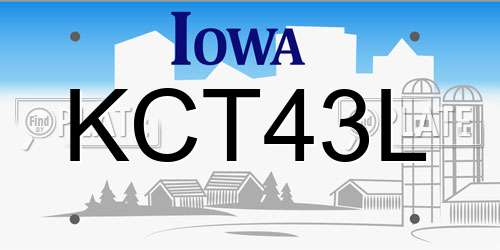 KCT43L Iowa License Plate