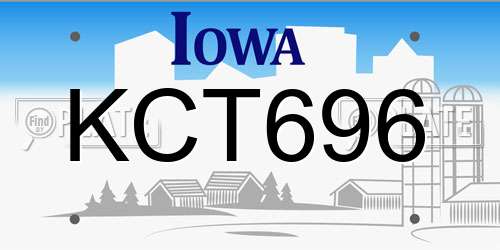 KCT696 Iowa License Plate