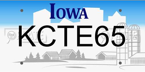 KCTE65 Iowa License Plate