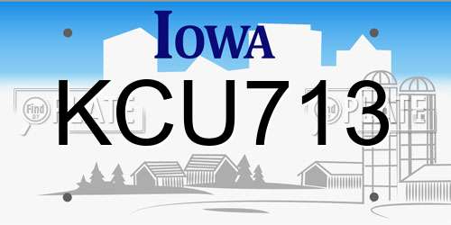 KCU713 Iowa License Plate
